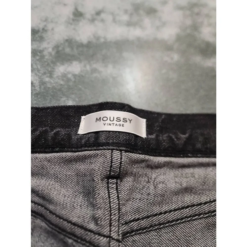 Moussy Vintage Prichard Black Mid-Rise Cropped Skinny Jeans sz 26